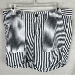 Gap Girlfriend 5 Inch Chino Striped Shorts Linen Blend
